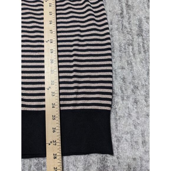 Lane Bryant Button Front Cardigan Sweater Women Size 26/28 Black Gold Striped - Picture 11 of 11